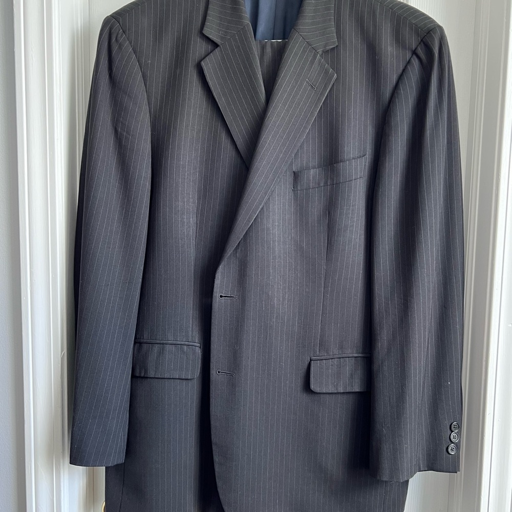 Men's Black Pinstripe Suit Jacket & Pants